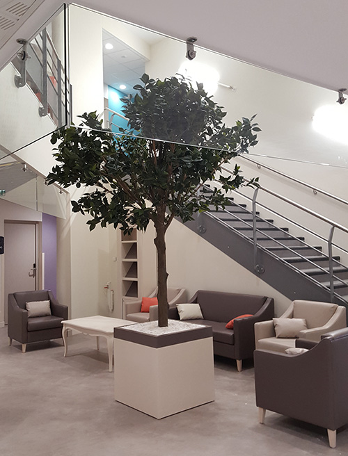 Dans l'atrium, le panneau d information de l'Ehpad Vilanova Corbas regroupe toutes actualités et informations nécessaires
